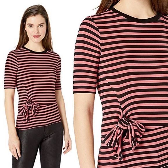 Ella Moss Khloe Striped Tie Knot Knit Tee - Picture 4 of 10